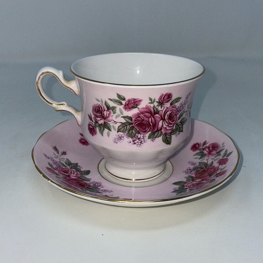 Vintage Queen Anne floral bone china cup and saucer